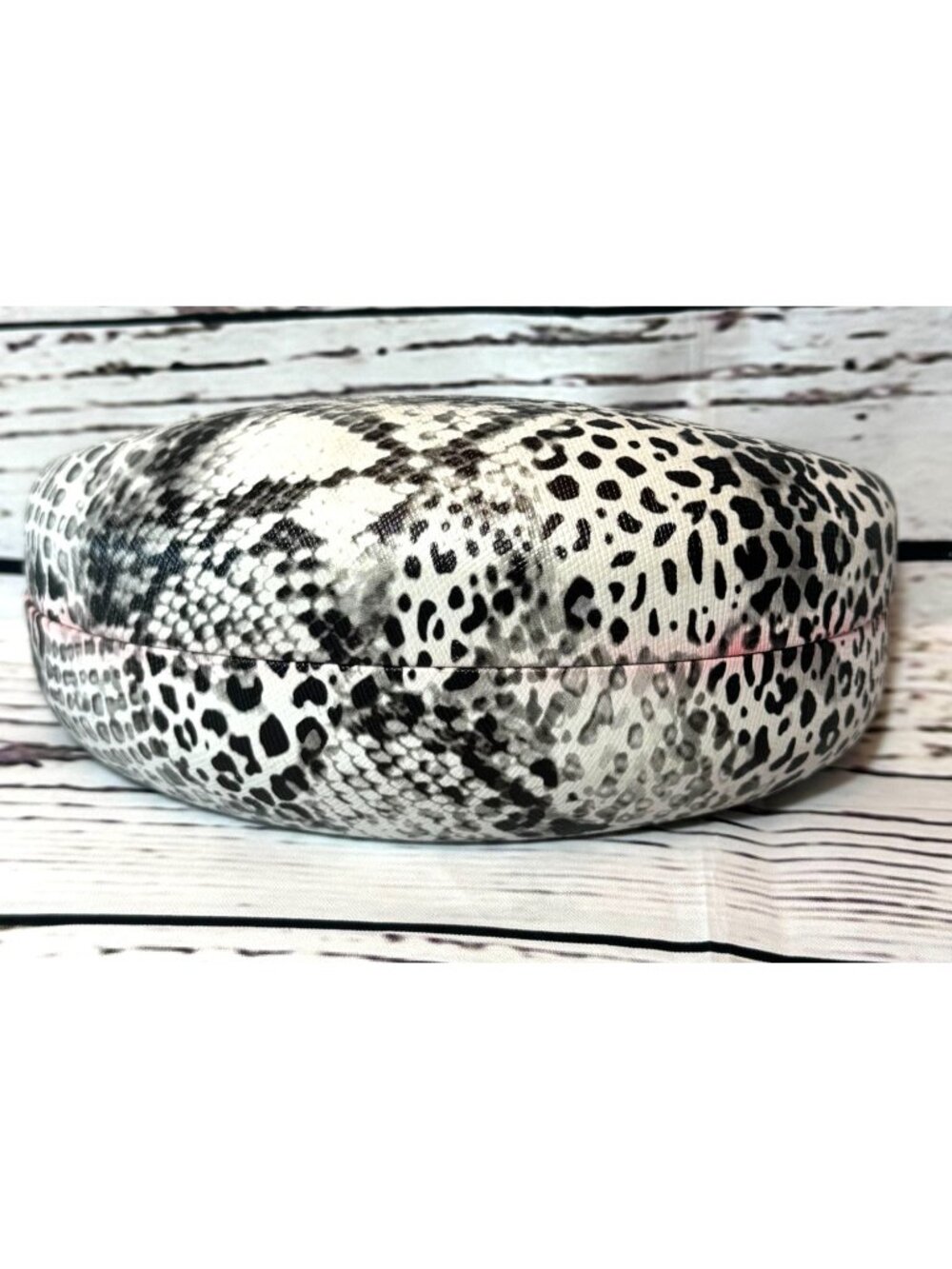 White Leopard & Snake Print Hard Shell Eyeglass Case With Red Velvet Interior